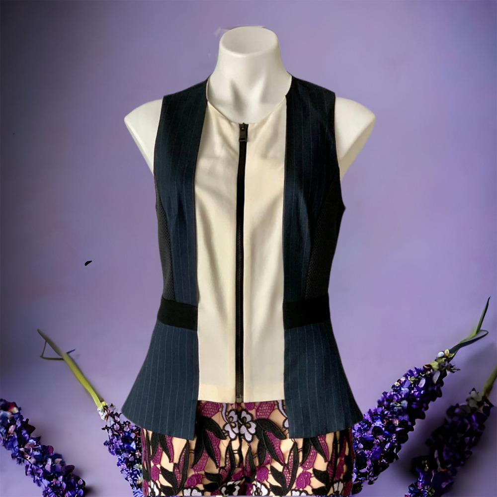 Anthropologie Sachin + Babi Pinstripe Paneled Peplum Vest Size Medium